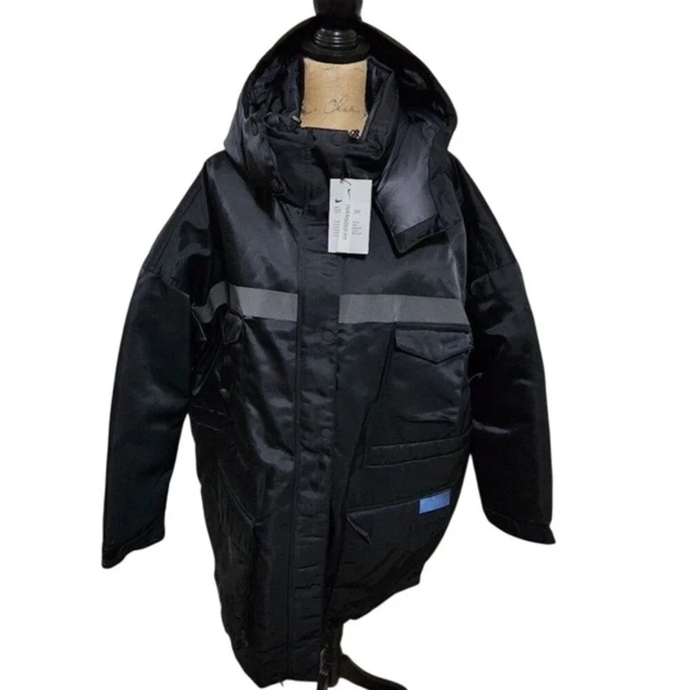 Nike Sportswear Tech Fleece Parka Hooded Full Zip Puffer Coat Jacket Black XXL‎
